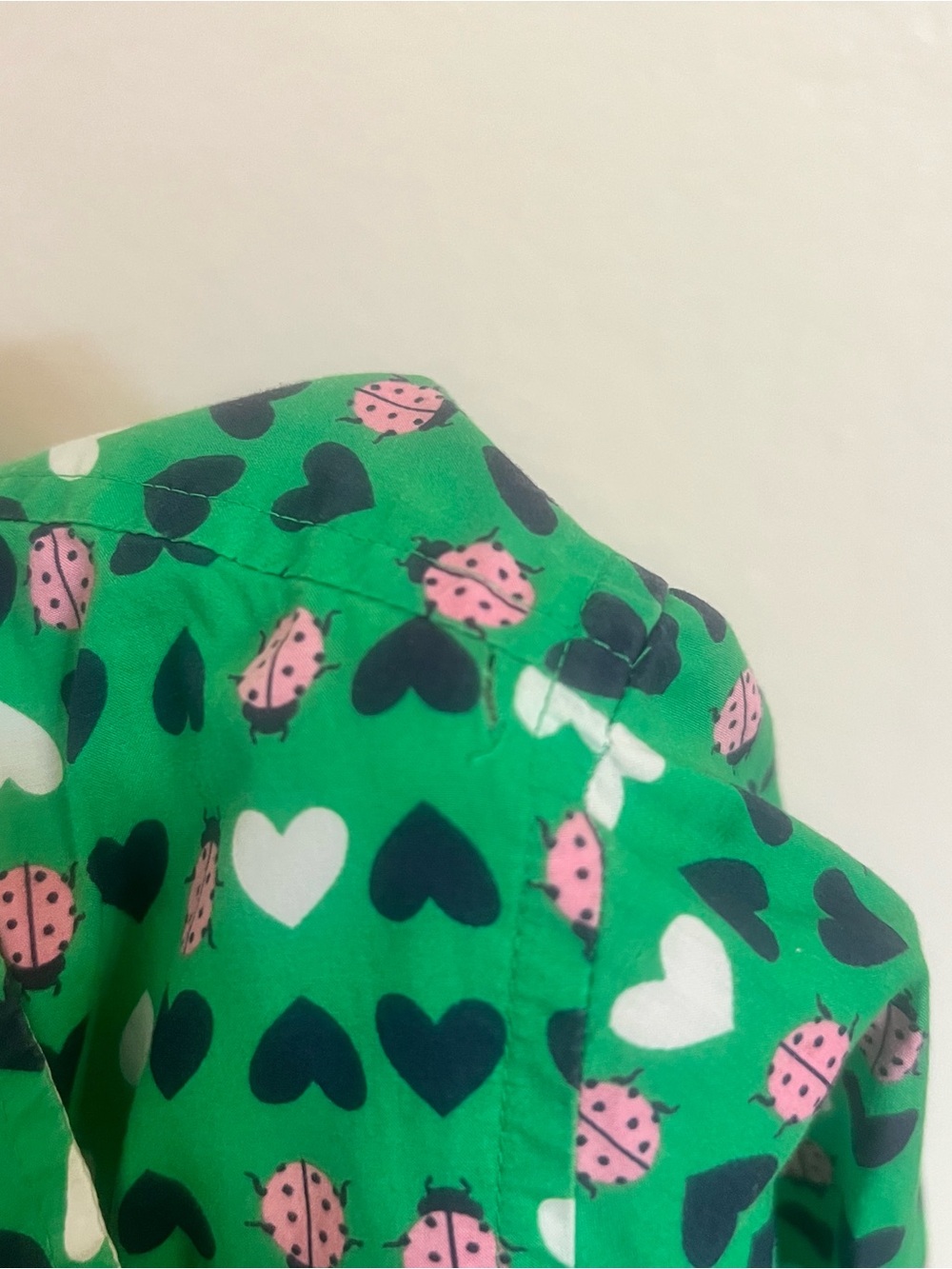 Talbots blouse ladybug Green Heart-Print Button Front Shirt preppy casual work - Picture 8 of 8
